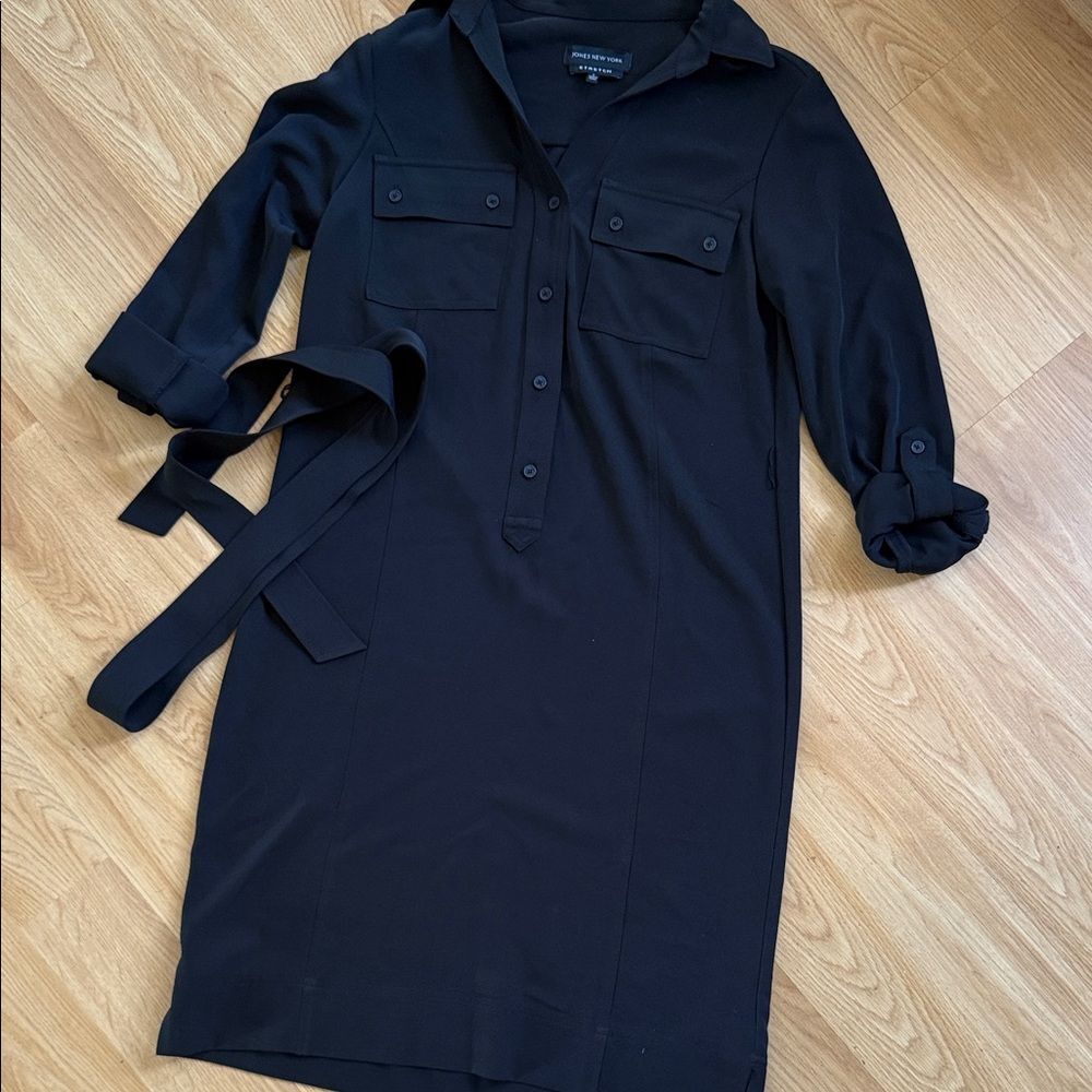 Jones New York Black Shirt Utility Dress size 4 Stretch